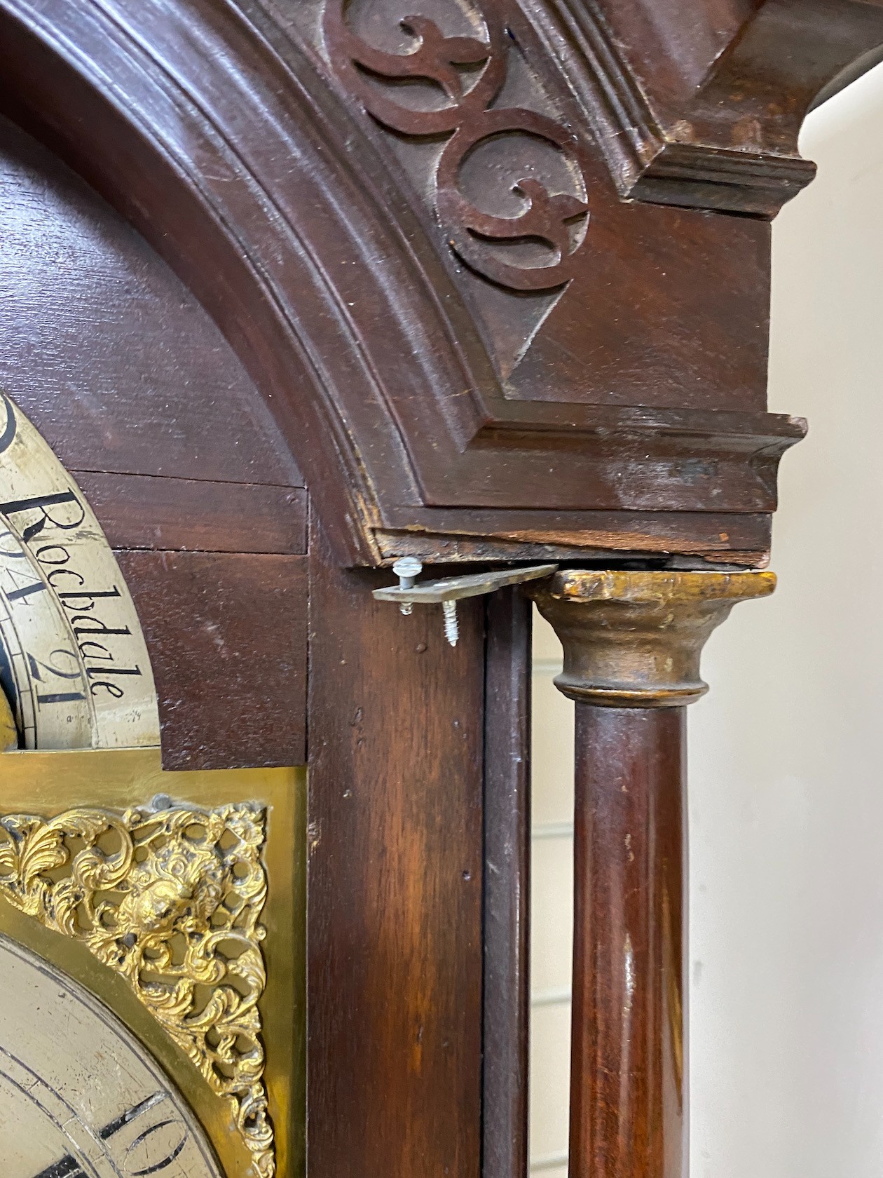A George III mahogany longcase clock with moon phase, dial marked Radcliffe, Schofield Rochdale, height 229cm